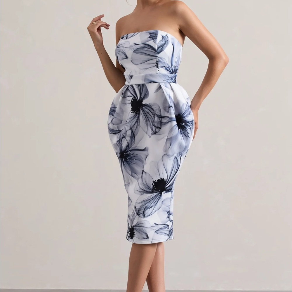 Elegant Floral Strapless Dress